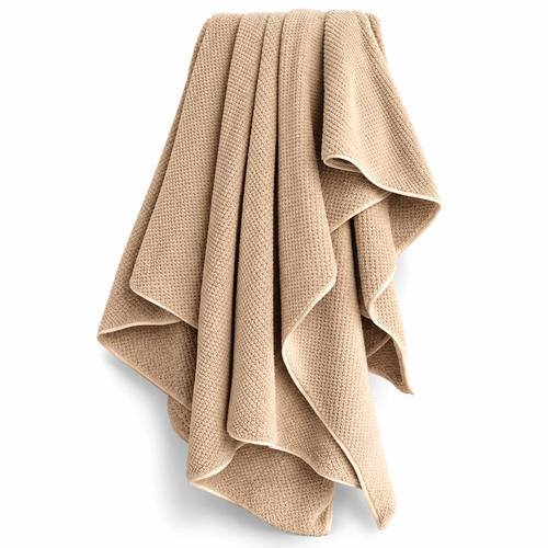 Khaki Soft Absorbent Bath Towel – Quick-Drying Textured Towel for Everyday Use
