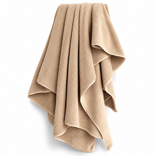 Khaki Soft Absorbent Bath Towel – Quick-Drying Textured Towel for Everyday Use